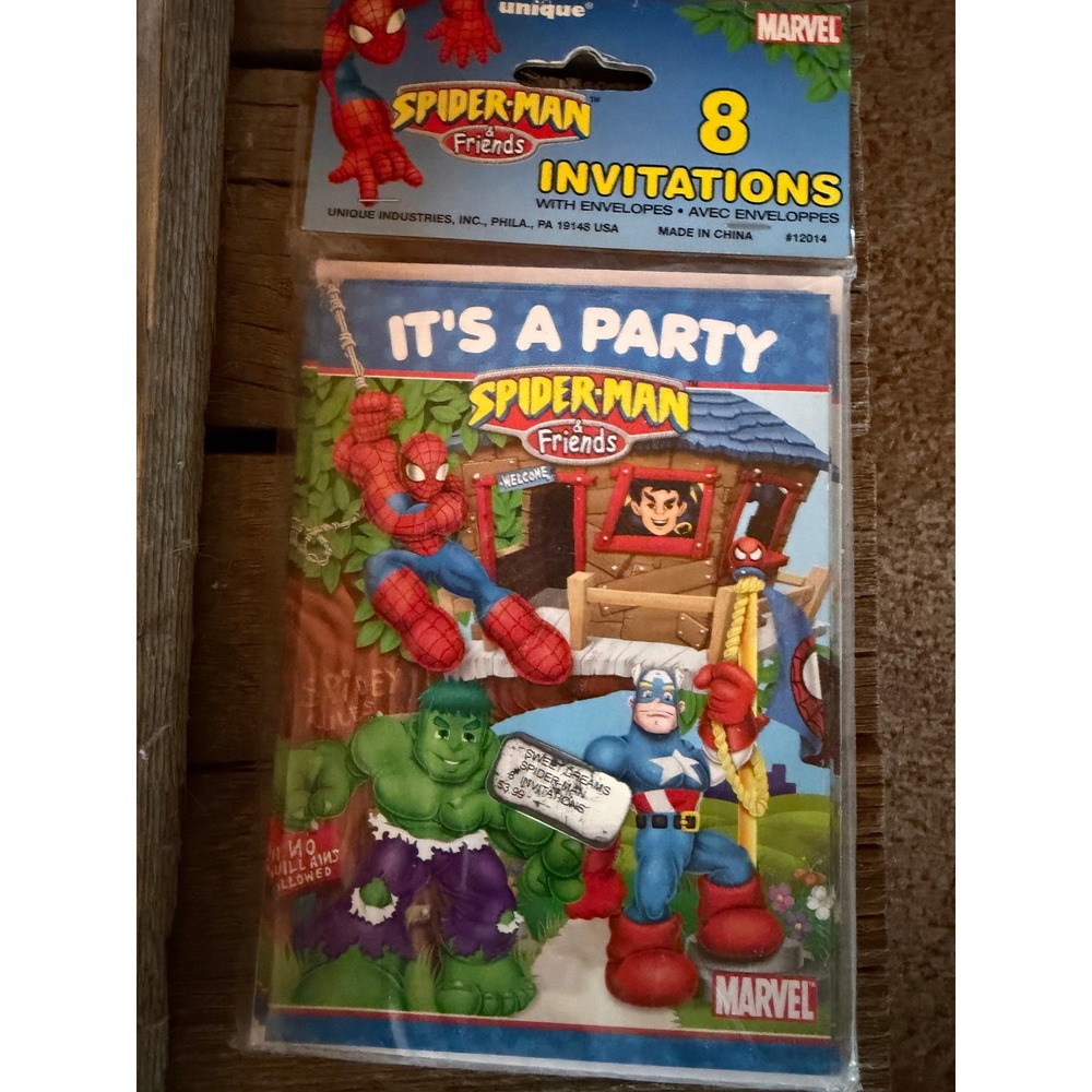 Spider-Man Friends Party Invitations Kids 8 ct Vintage 2003 Birthday Cards‎ Y2K